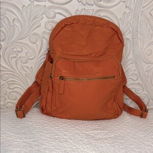 New Vegan Leather Vibrant Orange Backpack